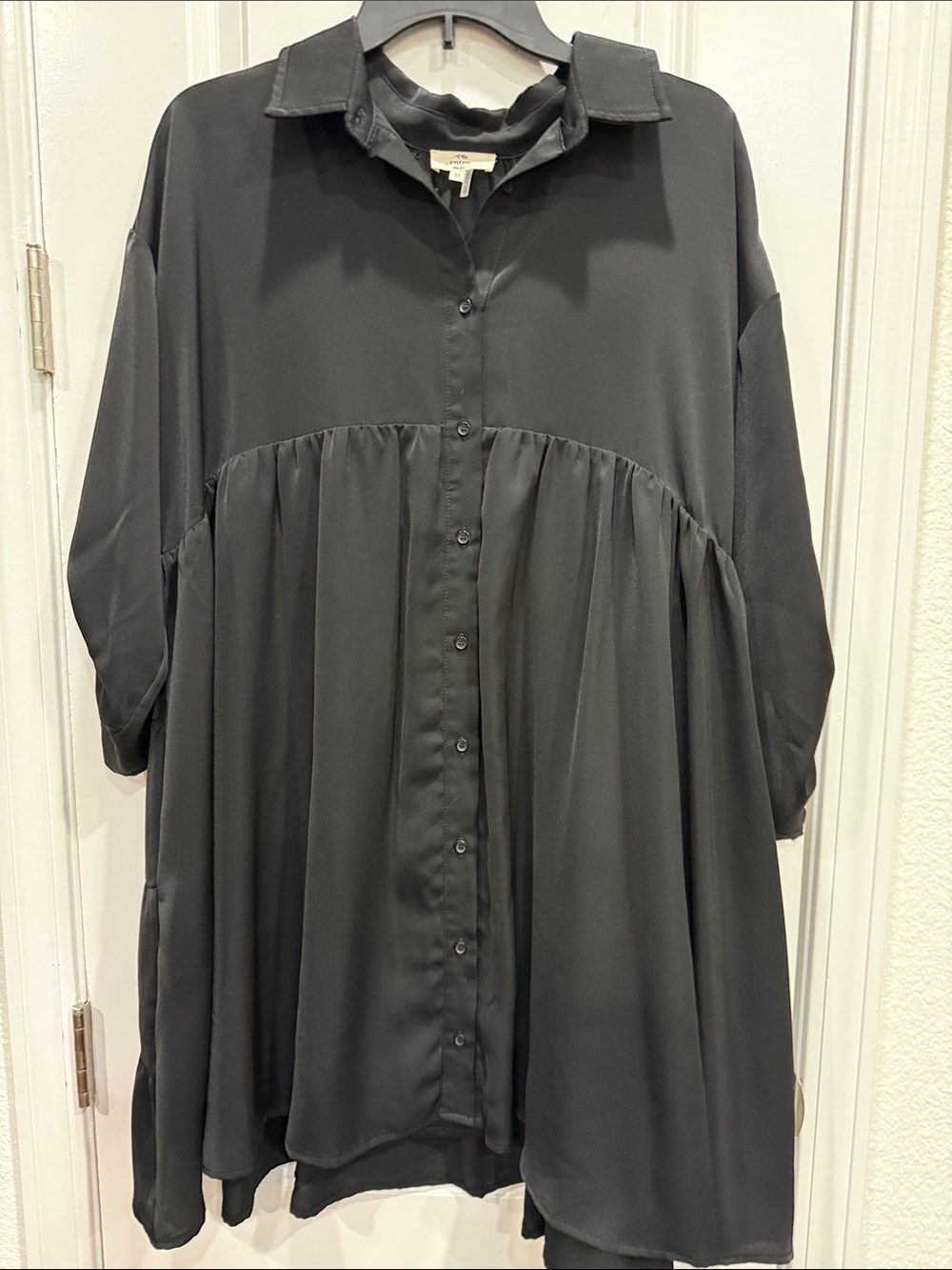 Entro Black Button-Front Flowing Women’s Dress